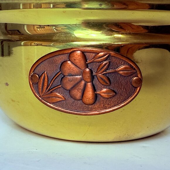 Princess House Brass Indoor Planter Copper Floral Detail Decorative Pot Containe - Picture 7 of 11